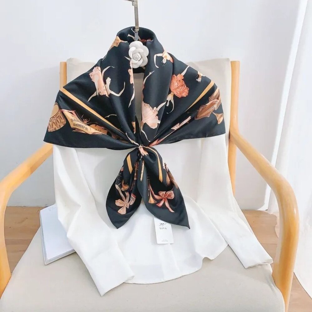 2/$30 Fashion Geometric Dancing Ballerina Satin Silk Fashion Scarves - Picture 4 of 9